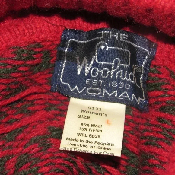 Vintage WOOLRICH Red Green Chunky Wool Blend Green Red Sweater Size  Large - Picture 4 of 4